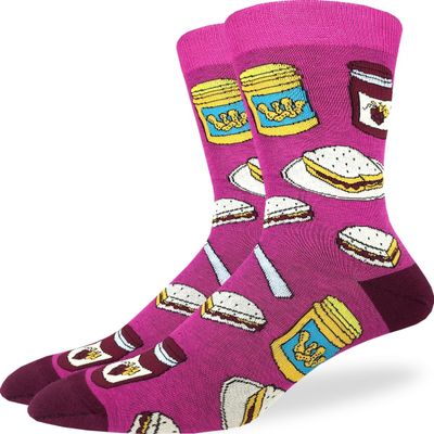 Good Luck Sock Men's Peanut Butter & Jam Socks, Adult, Shoe Size 7-12