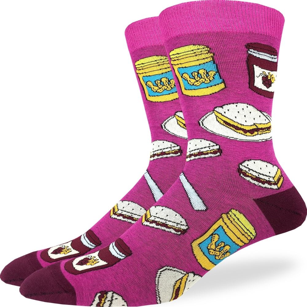 Good Luck Sock Men's Peanut Butter & Jam Socks, Adult, Shoe Size 7-12