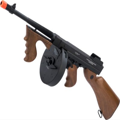 Evike Airsoft - CyberG.un Licensed Thompson - Chicago Typewriter - Airsoft AEG Ri.fle w/Drum Mag (Package: G.un Only)