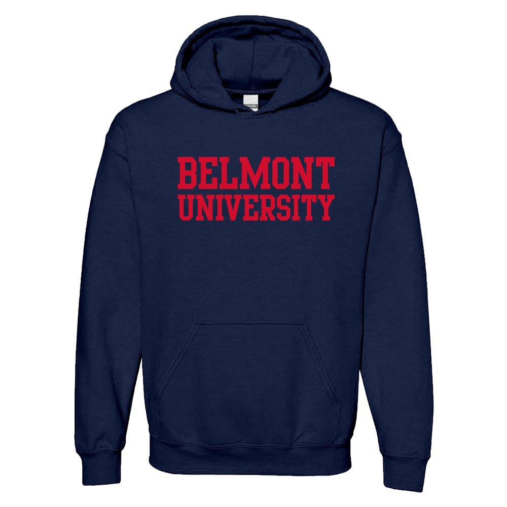 UGP Campus Apparel AH01 - Belmont University Bruins Basic Block HOODIE - 3X-Large - Navy