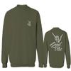 0153. Good Vibe Society Bones Hand Shaka Cool Vintage Graphic Men's Crewneck Sweatshirt (Olive, X-Large) view 1