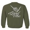 0153. Good Vibe Society Bones Hand Shaka Cool Vintage Graphic Men's Crewneck Sweatshirt (Olive, X-Large) view 3