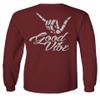 0153. Good Vibe Society Bones Hand Shaka Cool Vintage Graphic Men's Long Sleeve t Shirt (Maroon X-Large) view 2