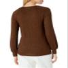 A. Byer Junior's Tie Front Long Sleeve Top, Cognac, X-Large view 2