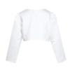 Freebily Kids Girls' Long Sleeves Beaded Cardigan Bolero Jacket Pearls Shrug Short Flower Girls Dress Cover Up White 3-4 view 2