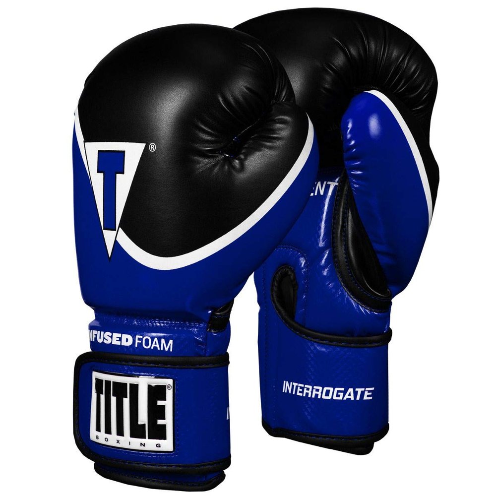 TITLE Boxing Infused Foam Interrogate Training Gloves 2.0, Blue/Black, 16 oz