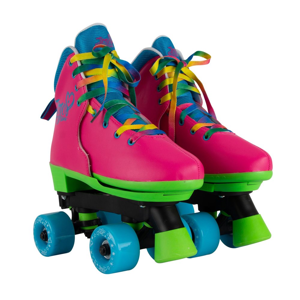 Circle Society Adjustable Roller Skates for Girls, JoJo Siwa Rainbow Design Classic Kids' Skates, Sizes 12-3, Ideal for Indoor & Outdoor Skating Fun