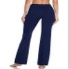 HISKYWIN Side Pockets Yoga Pants 4 Way Stretch Tummy Control Workout Running Pants, Long Bootleg Flare Pants HF201-Navy Blue-L view 4