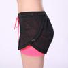 JOFOW Womens Sports Shorts Solid Mesh Patchwork Fake 2PC Mini Pants Breathable Quick Dry Loose Comfy Workout Running Joggers (S,Black & Hot Pink) view 4