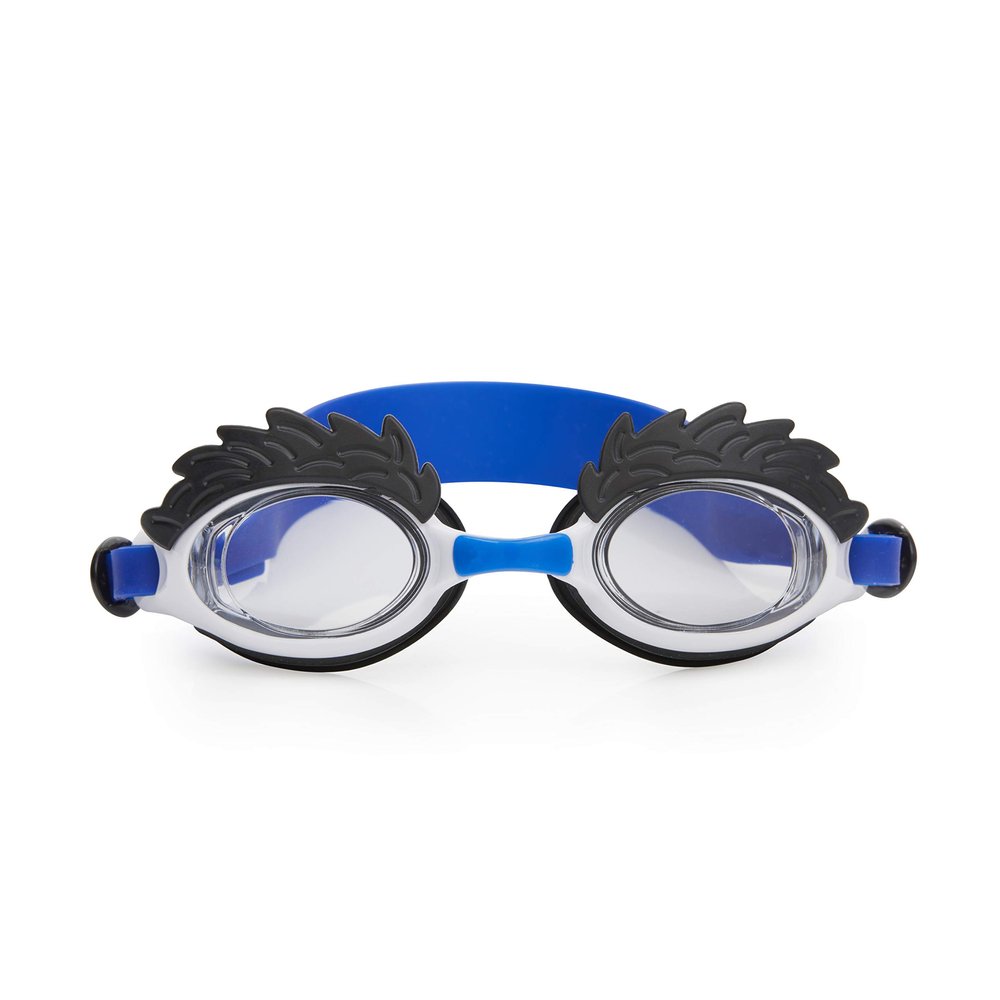 Bling 2O Boys Swim Goggles for Kids Blue Bushy Eyebrows Design, Anti-Fog UV Protection Lenses, Adjustable Strap, Leakproof Comfortable Fit for Pool, Beach, Swim Lessons & Vacation, Ages 3+