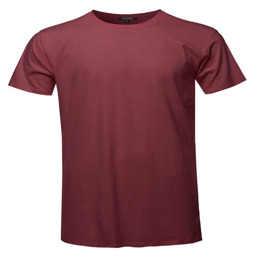 Youstar Solid Basic Short Sleeve Crew Neck Tee Burgundy M