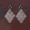 Handmade Gold Color Hollow-out Pattern Dangle Drop Earrings and Clip on Earrings No Pierced for Women (Gun black clip -on) view 3