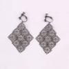 Handmade Gold Color Hollow-out Pattern Dangle Drop Earrings and Clip on Earrings No Pierced for Women (Gun black clip -on) view 4