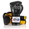 Fairtex Muay Thai Boxing Gloves BGV9 - Heavy Hitter Mexican Style Training & Sparring Gloves for Kick Boxing MMA K1 (Black/Yellow/Blk Piping, 16 oz) view 1