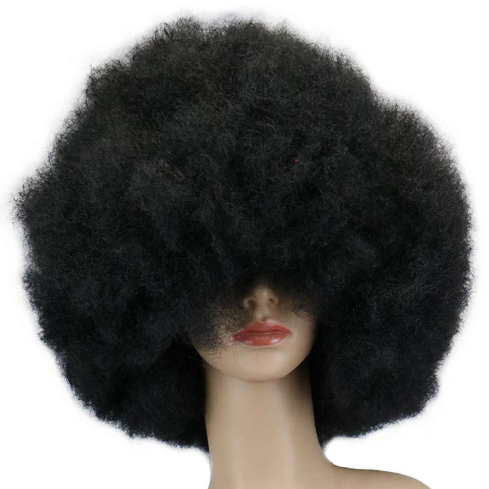 DUBKARTna Biggest Afro Ever Wig Halloween Costume Accessories, White,Black, One Size (Black)