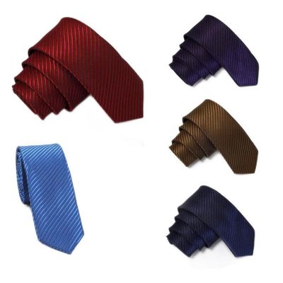 5 PCS Men's Tie Striped Pattern Solid Color Necktie Slim Skinny Ties (C7)