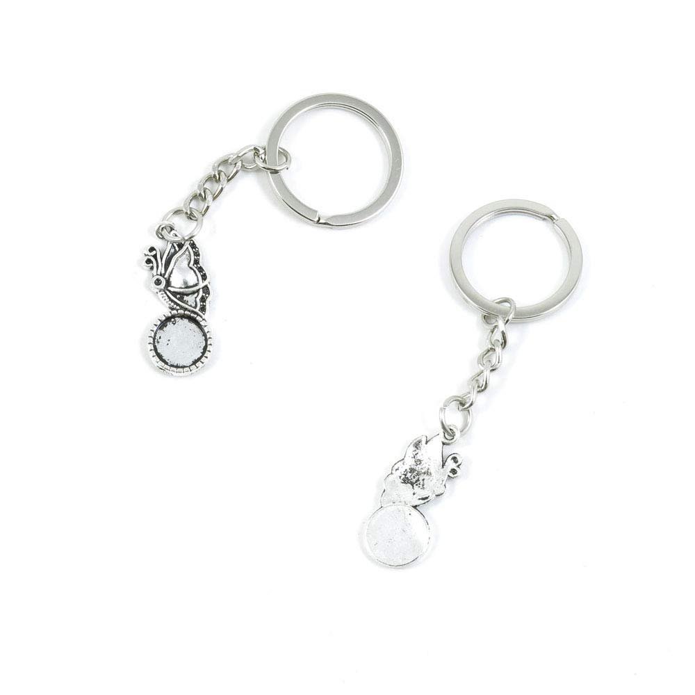 1 PCS Antique Silver Keyrings Keychains Key Ring Chains Tags Clasps I2IX3 Butterfly Cabochon Base Blank
