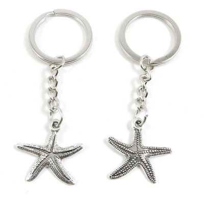 1 Item Metal Keychain Keyring Key Tags Chains Rings Jewelry Bag Charms R1CY9 Starfish Sea Star