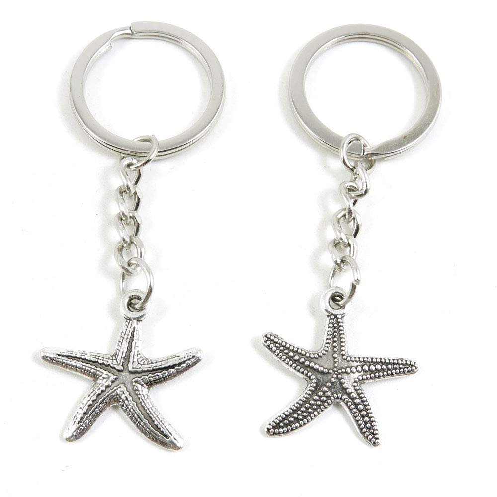 1 Item Metal Keychain Keyring Key Tags Chains Rings Jewelry Bag Charms R1CY9 Starfish Sea Star