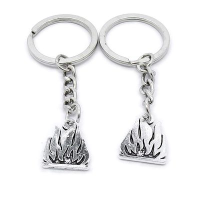 50 Items Metal Keychain Keyring Key Tags Chains Rings Jewelry Bag Charms WY3C2 Flame Blaze Fire