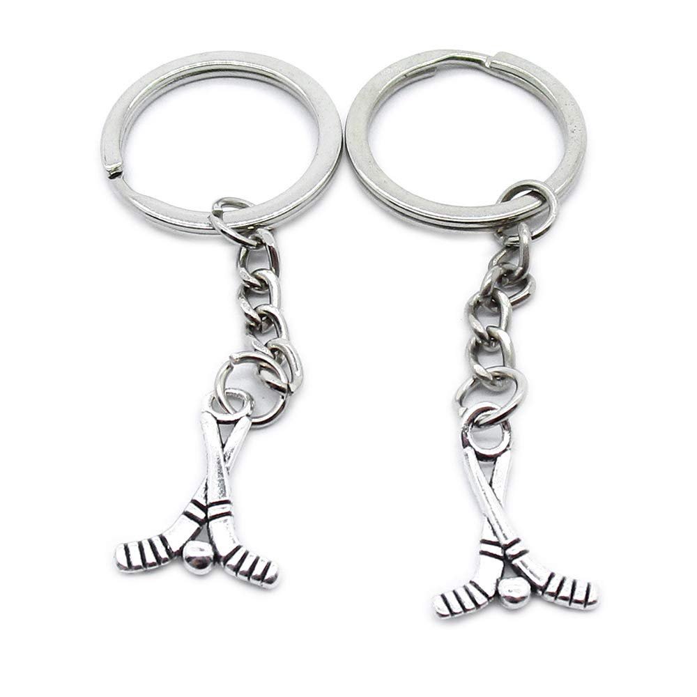 20 Items Metal Keychain Keyring Key Tags Chains Rings Jewelry Bag Charms LL1I1 Ice Hockey Stick