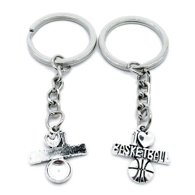 1 Item Metal Keychain Keyring Key Tags Chains Rings Jewelry Bag Charms M9FU1 I Love Basketball