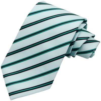 Geotae Zerun New Classic Men's Striped Silk Tie Necktie (Light Green/Black)