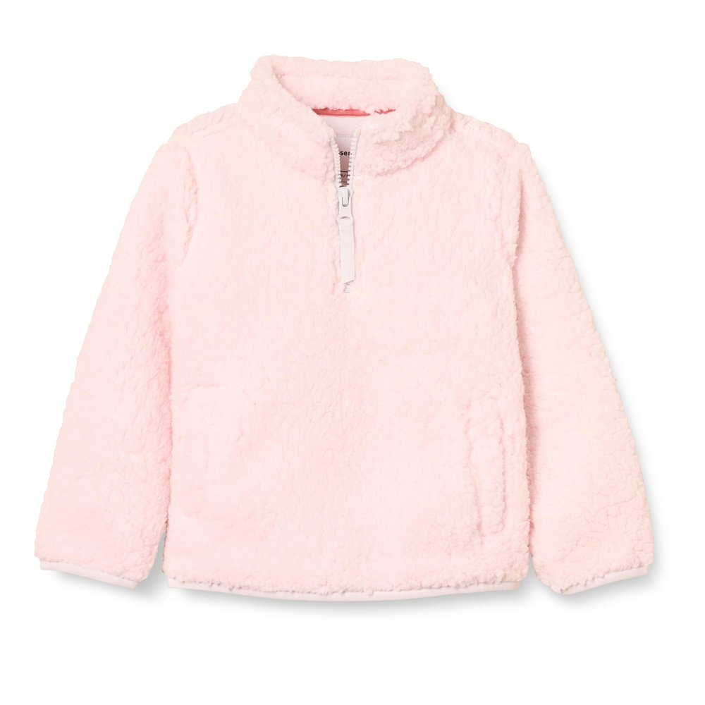 Amazon Essentials Girls' Long Sleeve Sherpa Fleece Quarter-Zip Jacket, Midweight, Light Pink, XX-Large