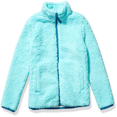 Amazon Essentials Girls' Sherpa Fleece Full-Zip Jackets, Aqua, Medium