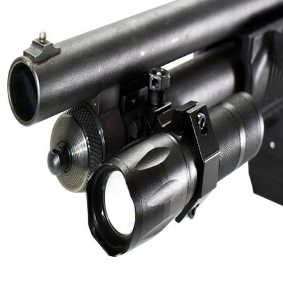 Trinity 1000 Lumen Tactical Flashlight Compatible with Mossberg 590A1  Picatinny Rail Shotgun Light with Magazine Tube Mount Black