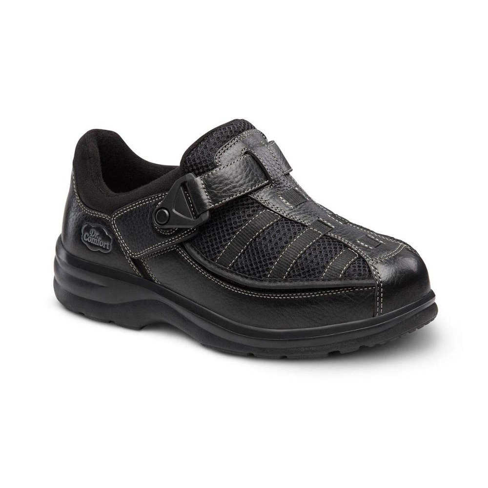 Dr. Comfort Women's Lucie X Foot Care Therapeutic Walking Shoes-Leather and Mesh Diabetic Shoes for Men with Gel Inserts, Black 5 Medium (A/B)