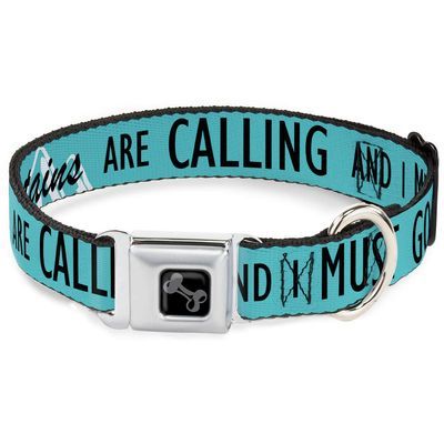 Dog Collar Seatbelt Buckle The Mountains are Calling and I Must Go Mountains Outline2 13 to 18 Inches 1.5 Inch Wide