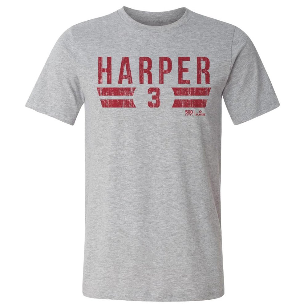 500 LEVEL Bryce Harper Philadelphia Font Shirt (Heather Gray, XX-Large)
