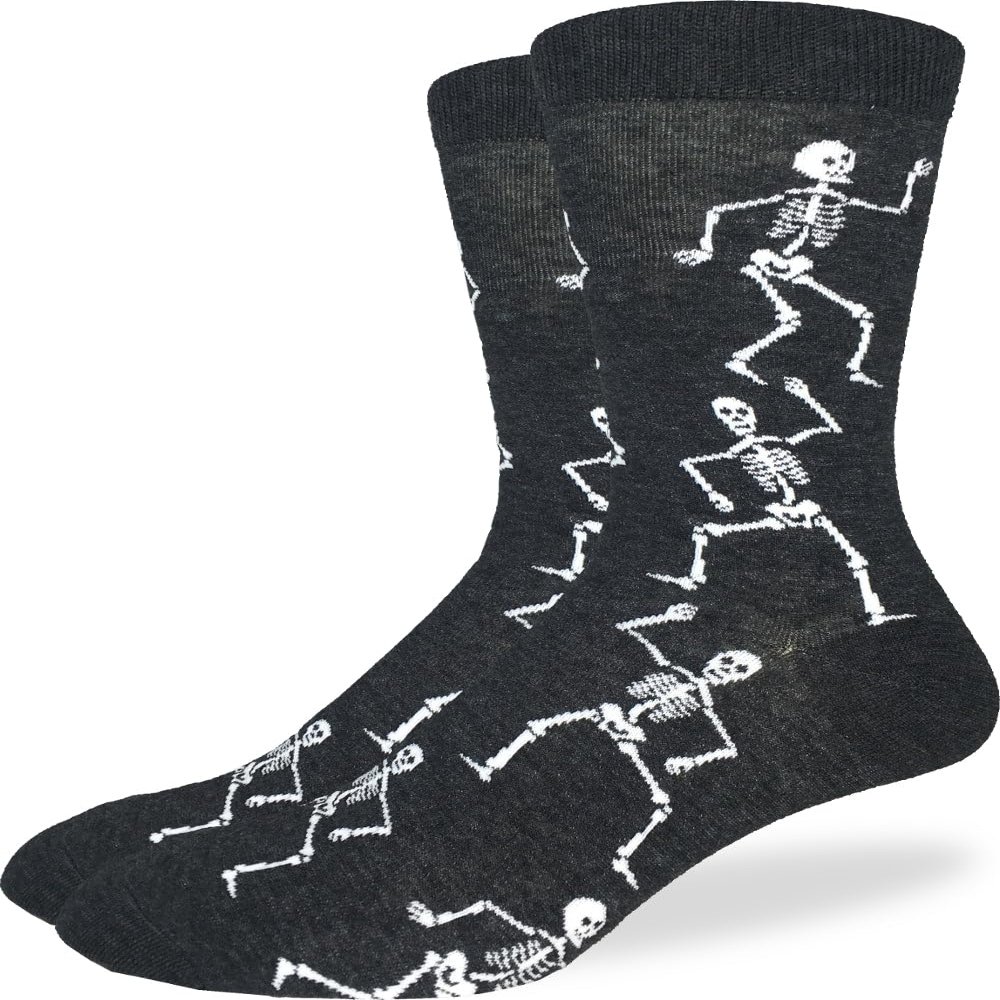 Good Luck Sock Men's Dancing Halloween Skeleton Socks, Big & Tall, Shoe Size 13-17