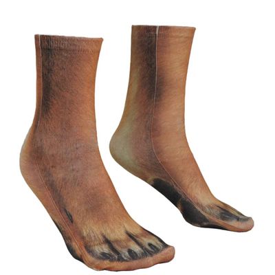 NOVELTY GIANT WWW.NOVELTYGIANT.COM Adult 3D Animal Paw Feet Print Foot Crew Socks Elastic Hosiery Dog