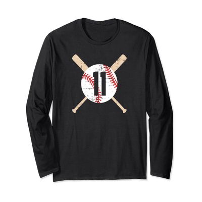 Baseball Number 11 Eleven T Shirt Distressed Softball