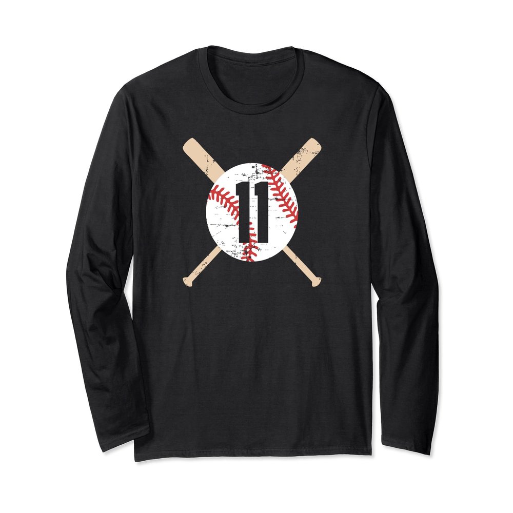Baseball Number 11 Eleven T Shirt Distressed Softball