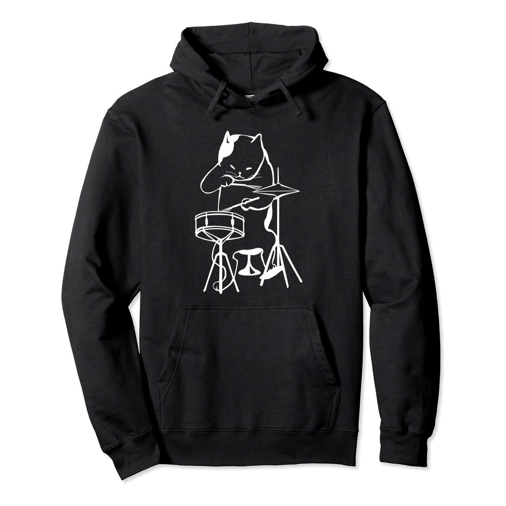 Drummer Gift Cool Jazz Cat Snare Cymbal Drum Teacher Gift Pullover Hoodie