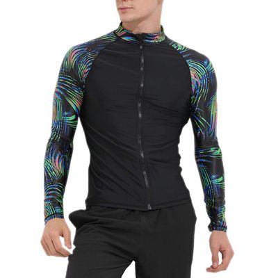 BIKMAN Diving Suit Men's Long-Sleeved Quick-Drying Sun Protection Surfing Rahguard (Black, XL)
