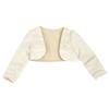 Freebily Kids Girls' Long Sleeves Beaded Cardigan Bolero Jacket Pearls Shrug Short Flower Girls Dress Cover Up Beige 8-9 view 2
