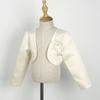 Freebily Kids Girls' Long Sleeves Beaded Cardigan Bolero Jacket Pearls Shrug Short Flower Girls Dress Cover Up Beige 8-9 view 3