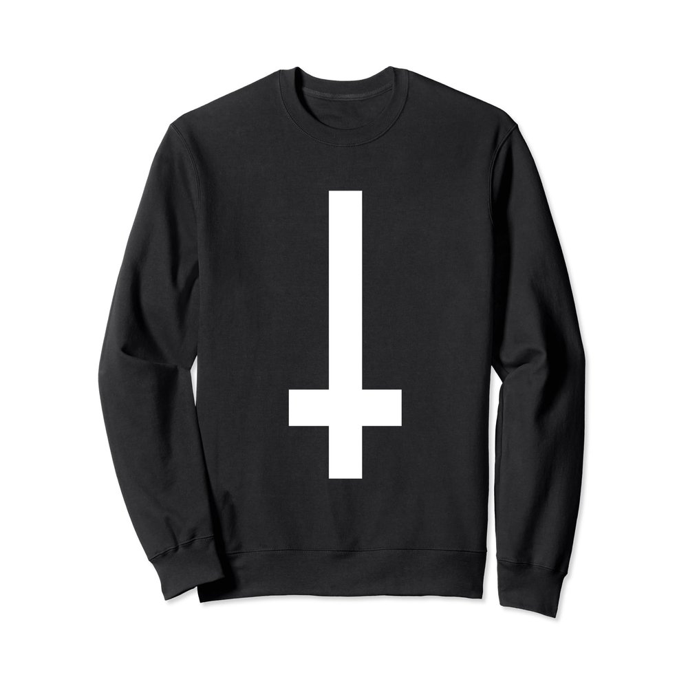 halloween goth white upside down cross gothic Sweatshirt