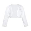 Freebily Kids Girls' Long Sleeves Beaded Cardigan Bolero Jacket Pearls Shrug Short Flower Girls Dress Cover Up White 12-18 Months view 1