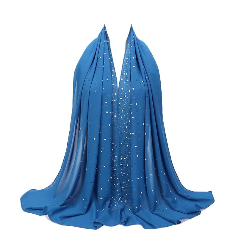 Cntqiang Muslim Wrinkles Pearl Chiffon Hijab Head Scarf Women Solid Bubble Wrap Shawls Long Hejab Shawls (6)