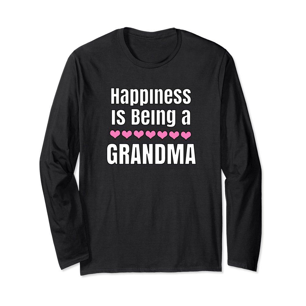 Happiness Is Being a Grandma Pink Hearts Grandma Gift Long Sleeve T-Shirt