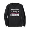 Happiness Is Being a Grandma Pink Hearts Grandma Gift Long Sleeve T-Shirt view 1