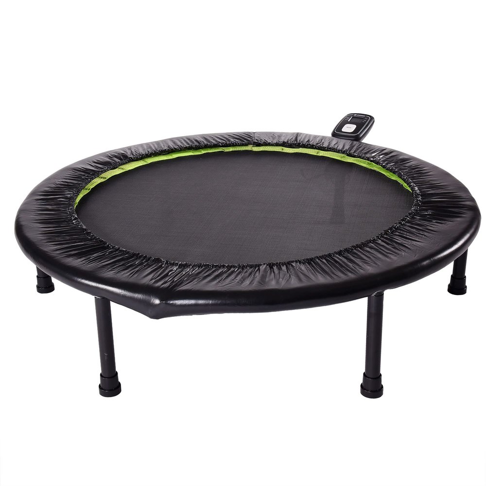 Stamina Folding Trampoline with Smart Workout App, Black - Portable Fitness Rebounder for Home Gym, Cardio & Strength Training, Jumping Exercise Equipment