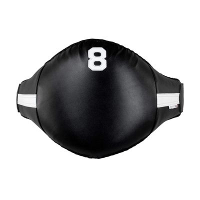 Combat Corner 8 Muay Thai Belly Pad | Boxing Muay Thai MMA Kickboxing Training Kick Shield Rib Guard Body Protector | Black (White Stripe) | Small