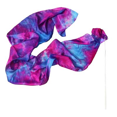Winged Sirenny 98" Hand Painted Flowy Silk Ribbon Streamer with Rods, Church Liturgical Praise, Worship Adoration Dance Ribbon Banner (Mermaid)