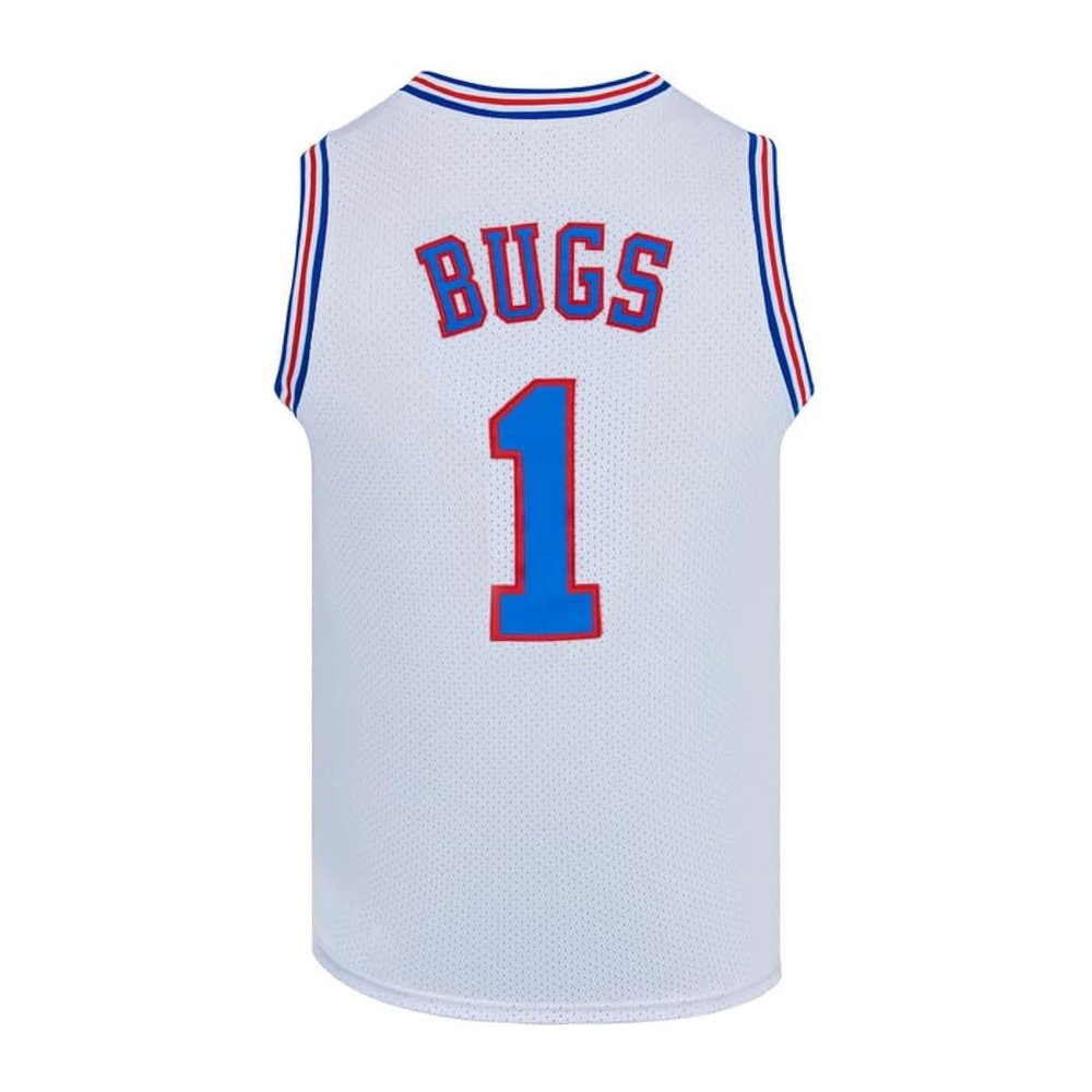 CNALLAR Youth Basketball Jersey Bugs #1 Space Movie Jersey Boys Sport Shirts (White, Youth X-Large)